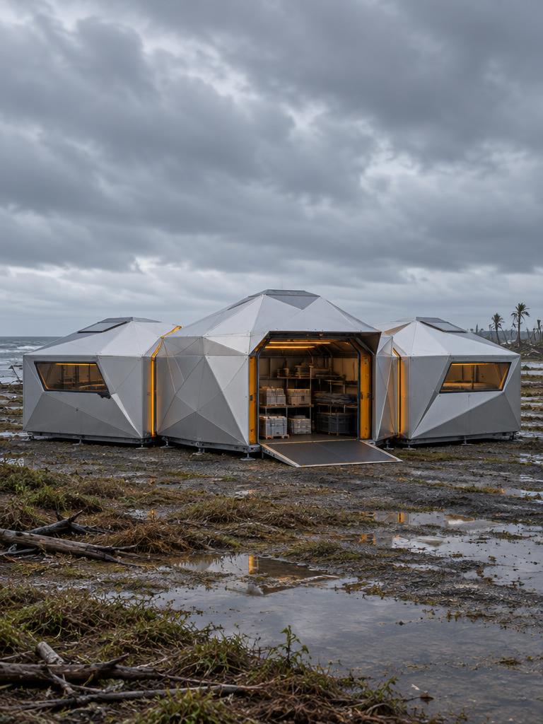 FoldRelief folded infrastructure concept for disaster / humanitarian