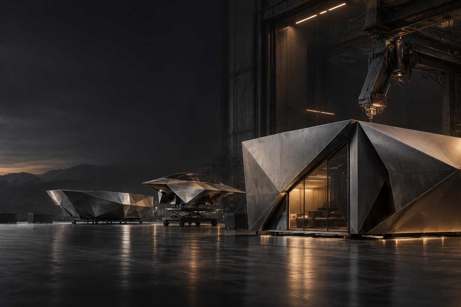 Full-scale folded metal architecture, aerospace and marine structures in an advanced factory