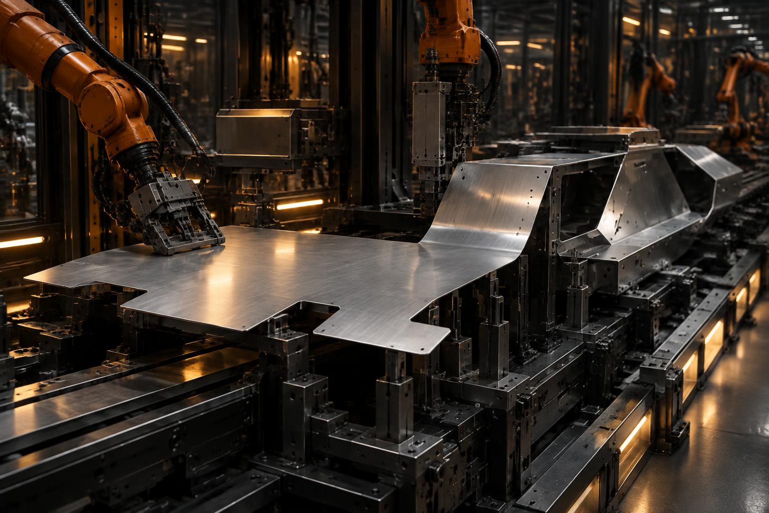 Robotic system folding sheet metal into a finished structure