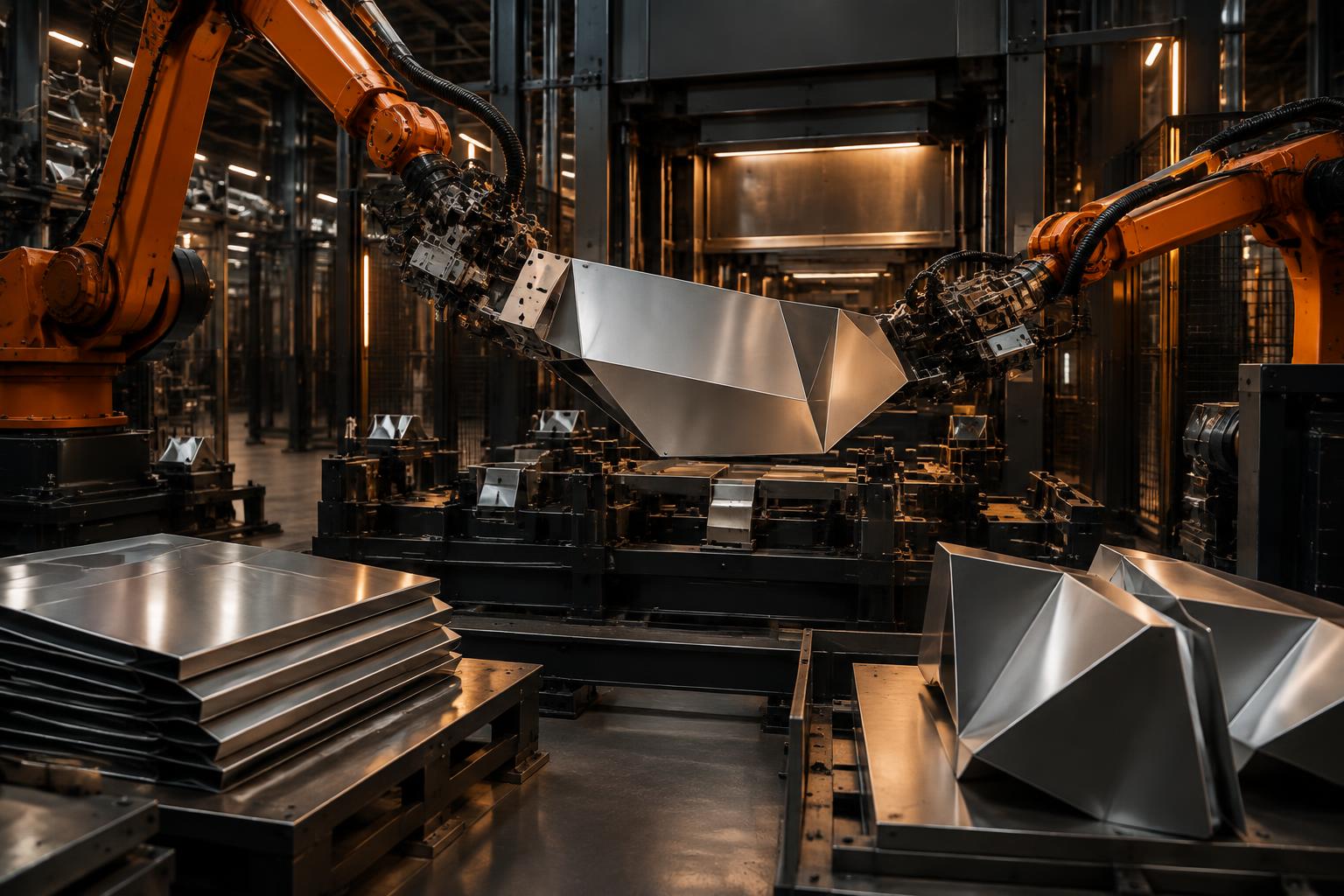 Robotic cells folding clean solid metal sheets into precise structural components